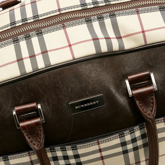 BURBERRY Nova Check Boston Bag Shoulder Beige Canvas Leather Women's - Picture 6 of 10